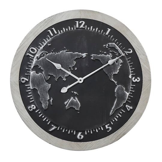 Black Vintage Metal Wall Clock, 25" x 25"